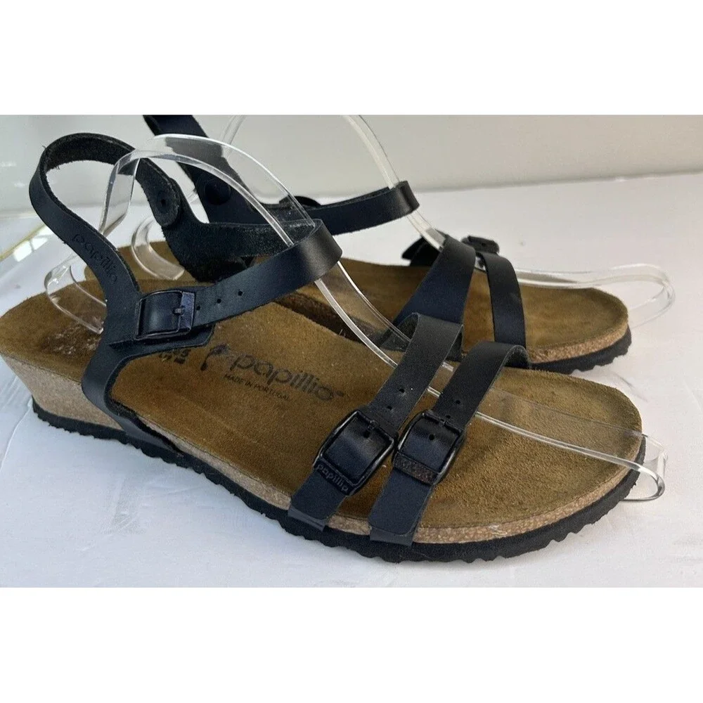 Birkenstock Papillio Leather Sandals  Women's 41 US 10-10.5  Platform Cork Black